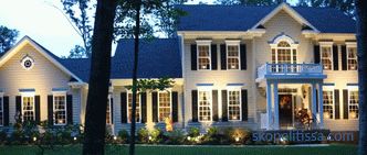 Osvetlitev fasad zasebnih hiš, vrste in možnosti realizacije