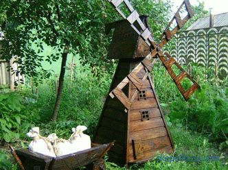 Dekorativna mlin za vrt - proizvodnja mlinov za vrt (+ fotografija)