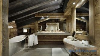 Kopalnica design v leseni hiši - pravila ureditve sodobne notranjosti