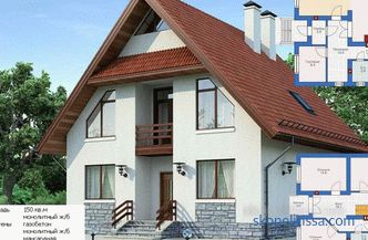 Projekti hiš do 150 m in projekti hiš do 150 kvadratnih metrov. m v Rusiji